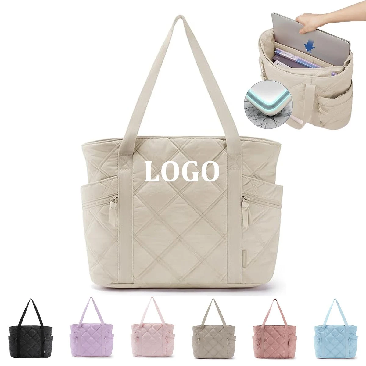 Tote Zipper Bag for Women, custom tote bag with logo imprint 1