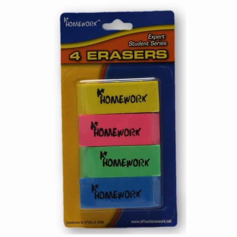 Colored Erasers - Neon 4 Pack