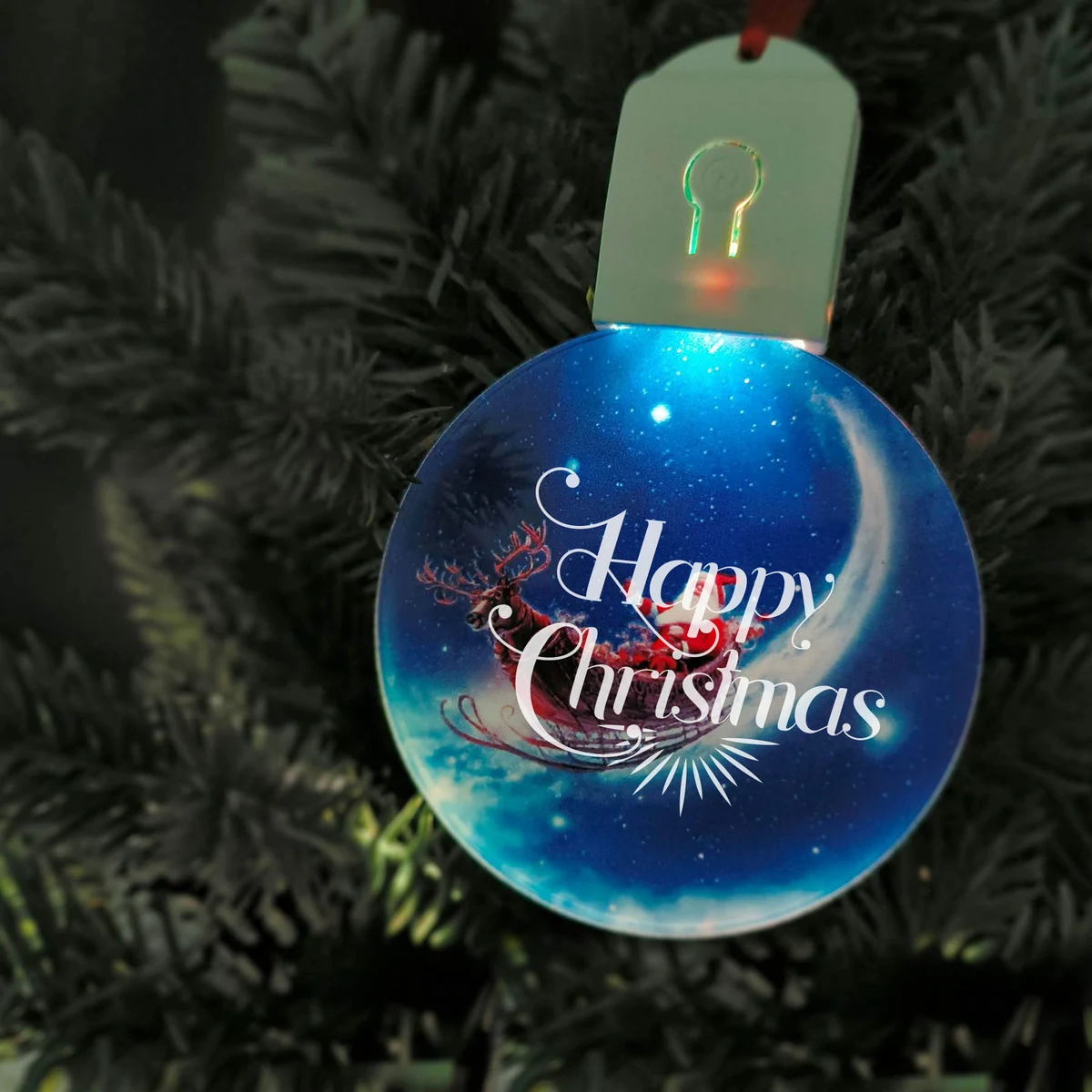 Free Shipping Full Color Christmas Illuminated Acrylic Round Ornament 1