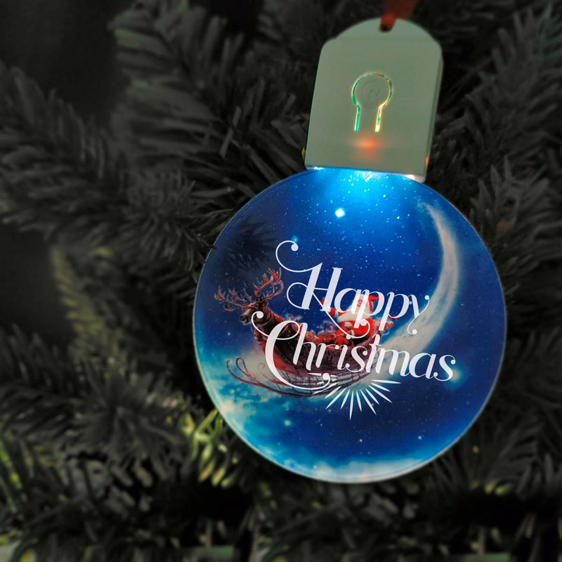 Free Shipping Full Color Christmas Illuminated Acrylic Round Ornament