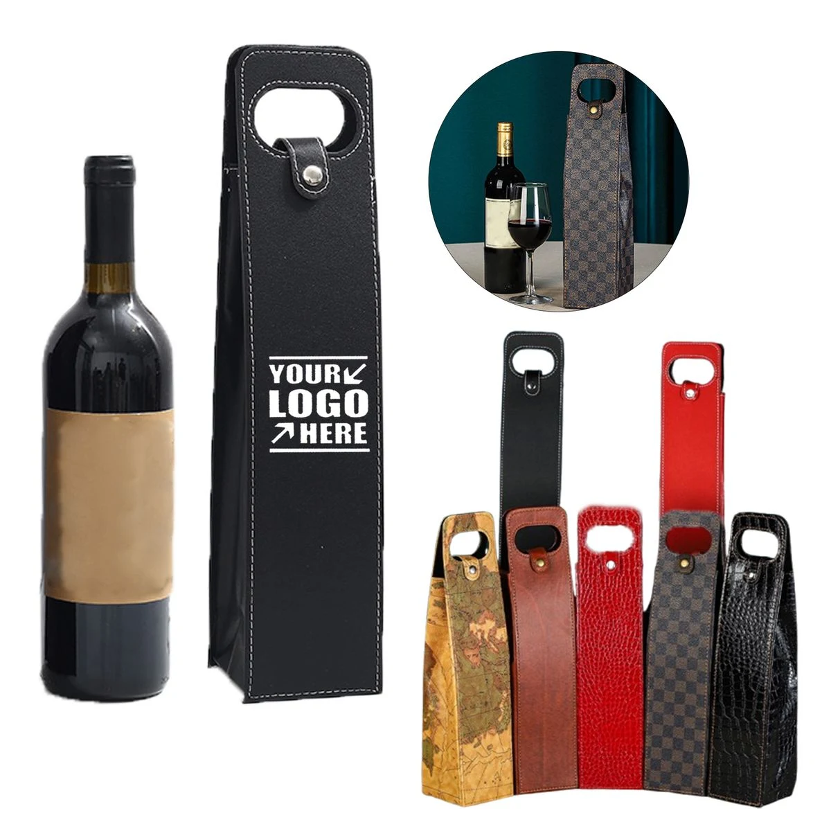 Leather Single Bottle Wine Carrier Bag 1