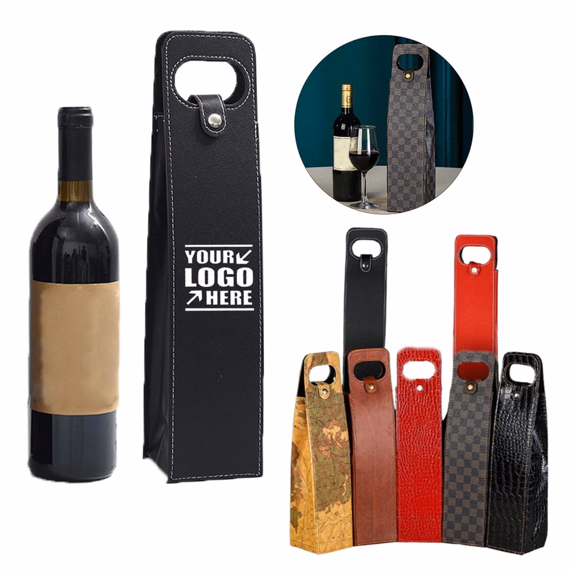 Leather Single Bottle Wine Carrier Bag