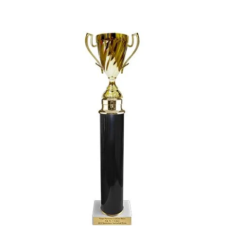 Trophy: 14.5" 1 column, 2x3 white marble base, 8" 1