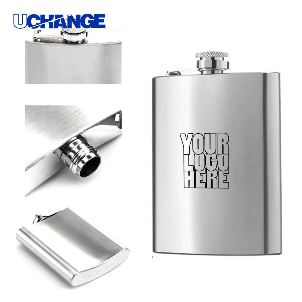 Stainless Steel Hip Flask Container (10oz), custom water bottle with logo imprint 1