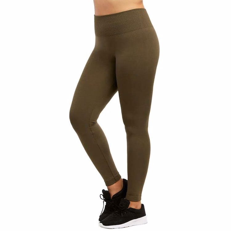 Women's High Waist Fleece Leggings - Olive Extra-Wide Band XL