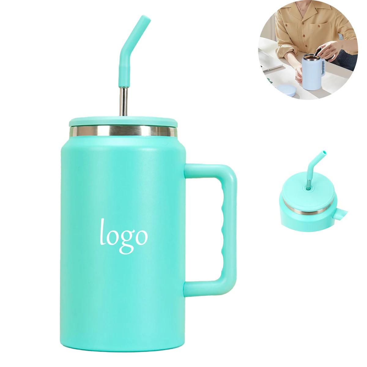 50oz Stainless Steel Cup with Handle 1
