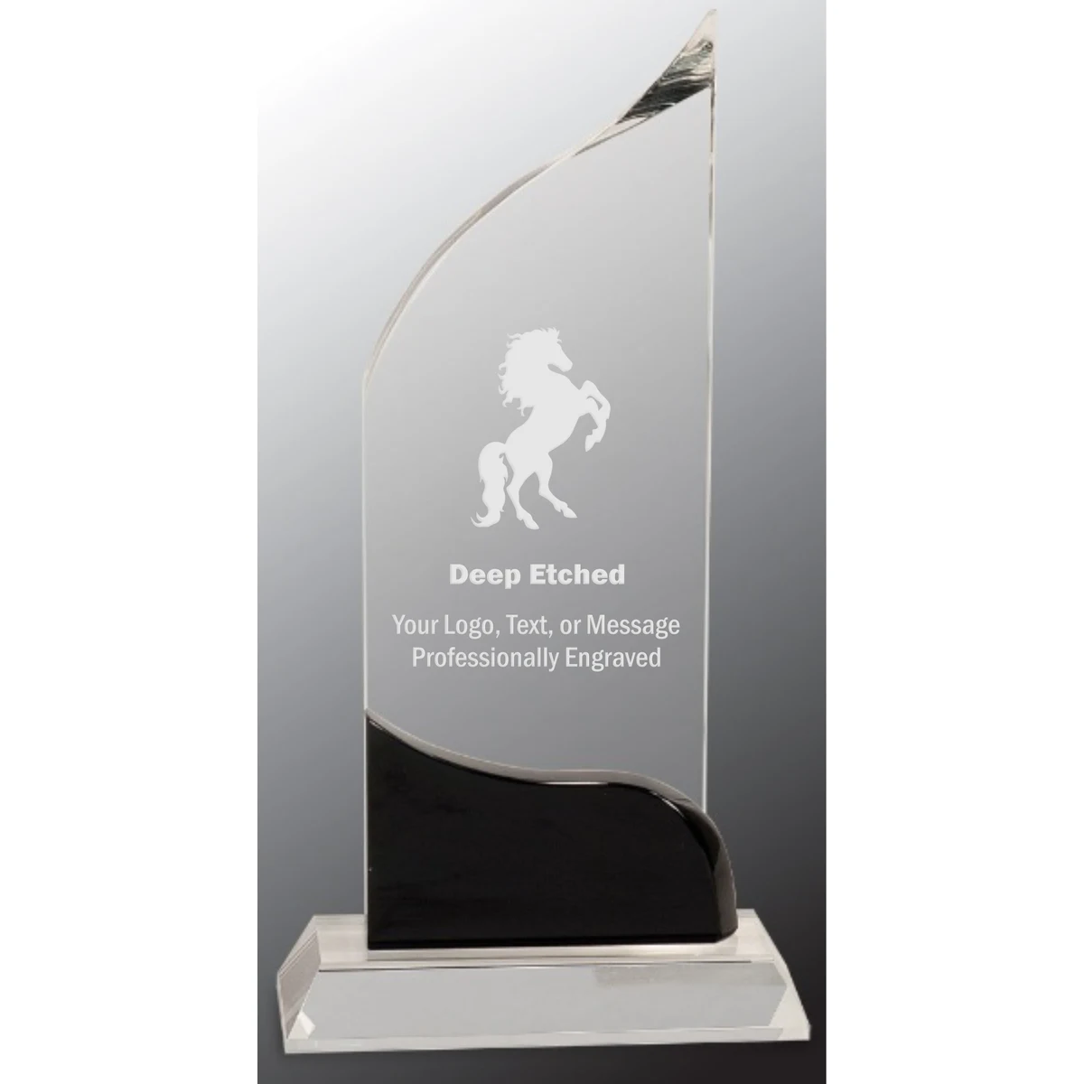 10" Clear Crystal Wave Award with Black Accent 1