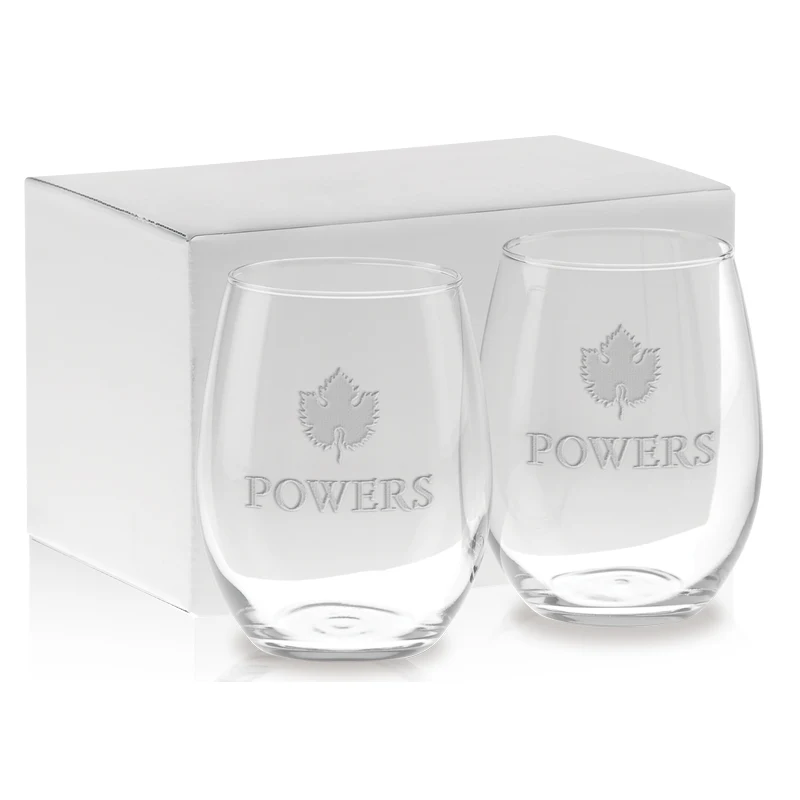 21 oz. Etched Stemless White Wine Gift Set 1