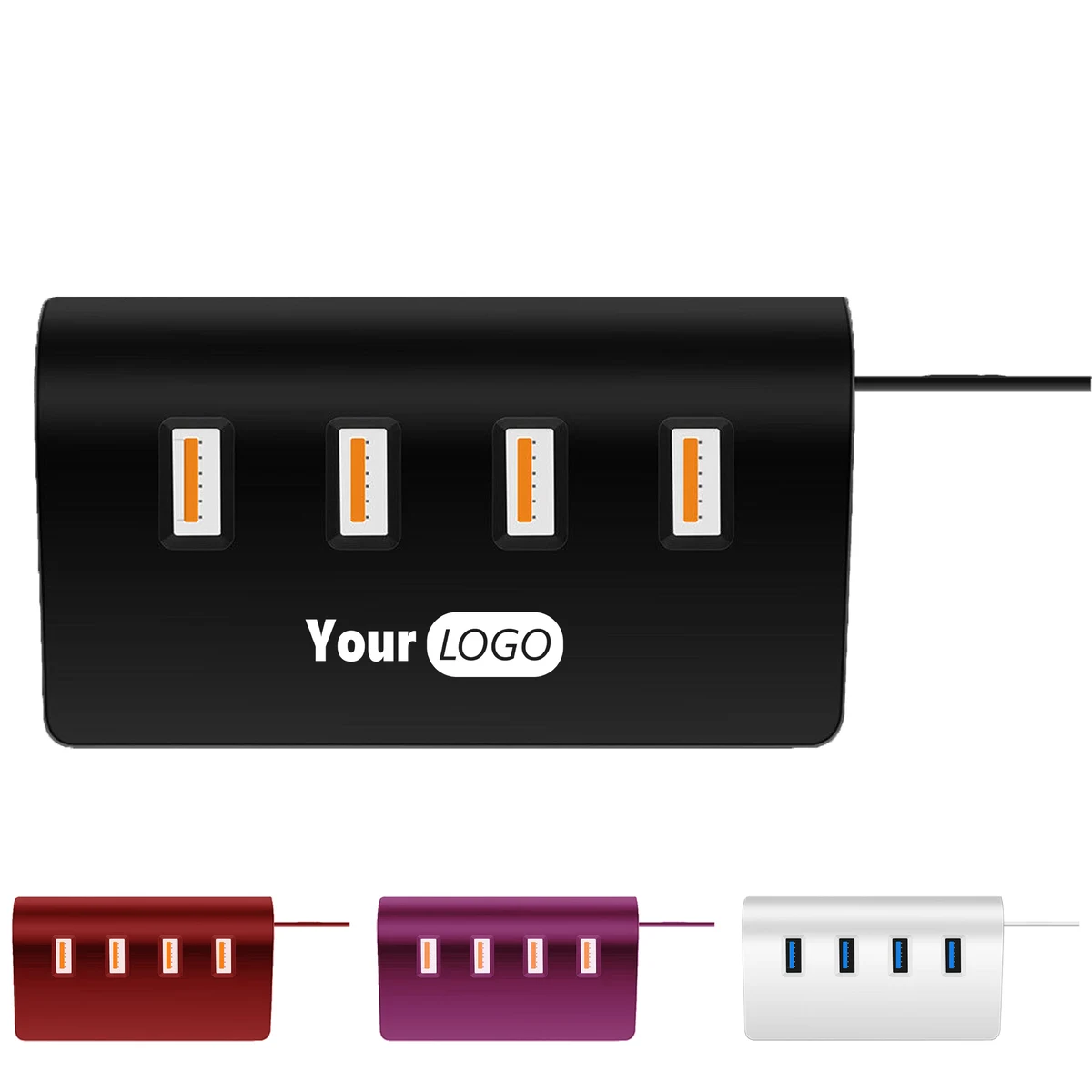 Aluminum Alloy Sleek 4-Port Usb 3.0 Hub For Efficient Device Charging And Data Transfer 1