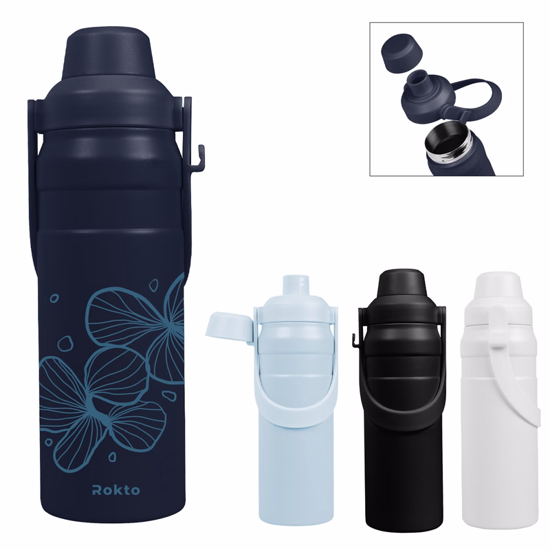 24 Oz. Summit Sip Recycled Stainless Steel Bottle With Easy Carry Handle