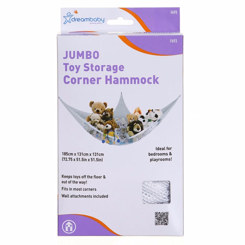 Toy Storage Corner Hammocks - Jumbo Wall Attachments Included