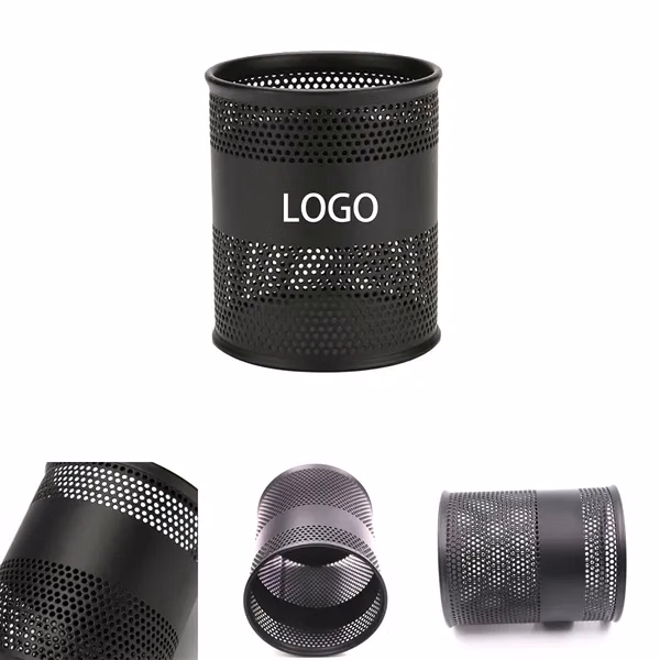 Custom Black Pen Holder with Storage Space — Desk Organization Corporate Gift