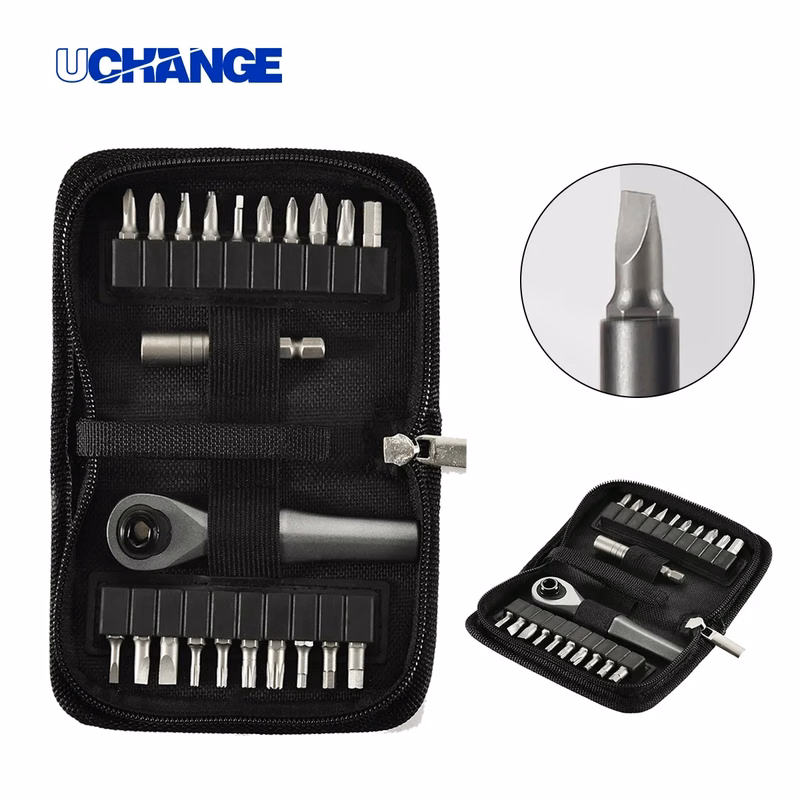 22 In 1 Ratchet Screwdriver Set With Bits In Zippered Case
