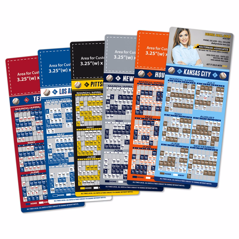 Magnet Sport Schedules - 3.5x8.5 Baseball Round Corners - 20 mil.