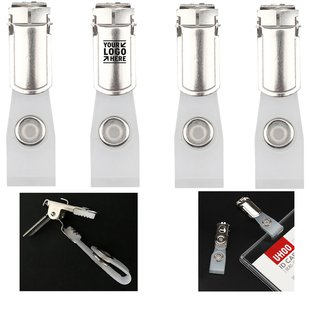 Metal Badge Clips with Clear PVC Straps 1