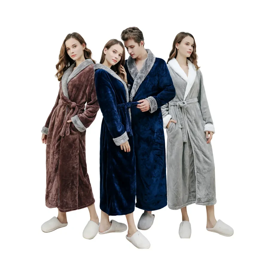 Stylish Custom Contrast Fleece Bathrobes 1