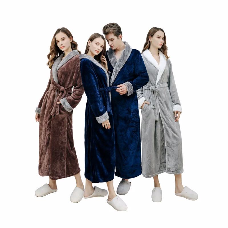 Stylish Custom Contrast Fleece Bathrobes