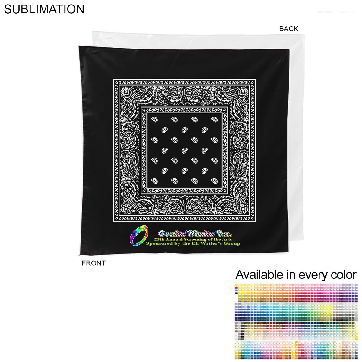 Paisley Bandana, 22x22, Sublimated Edge to Edge 1 side 1