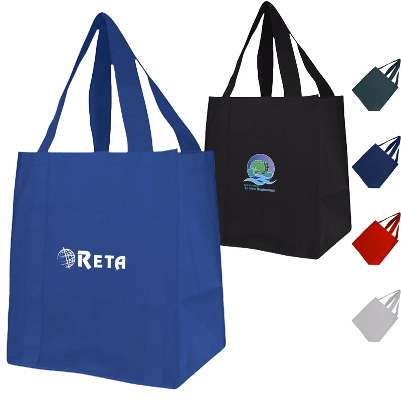 100 GSM Non-Woven Polypropylene Jumbo Grocery Gusset Tote Bag (13" X 15" X 10")