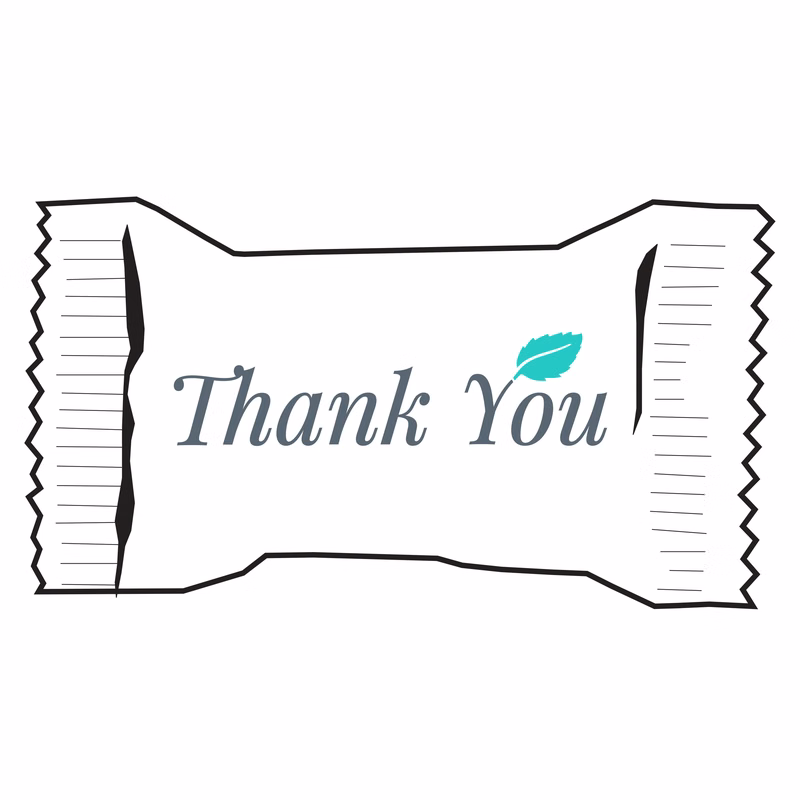 Hard Cinnamon Balls in a Thank You Wrapper