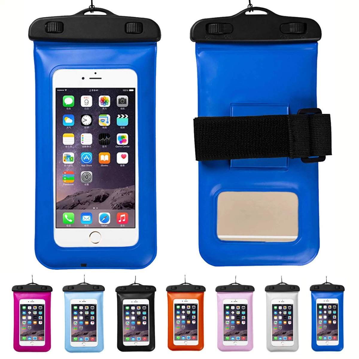 Universal Waterproof Phone Pouch with Arm Band and Lanyard 1