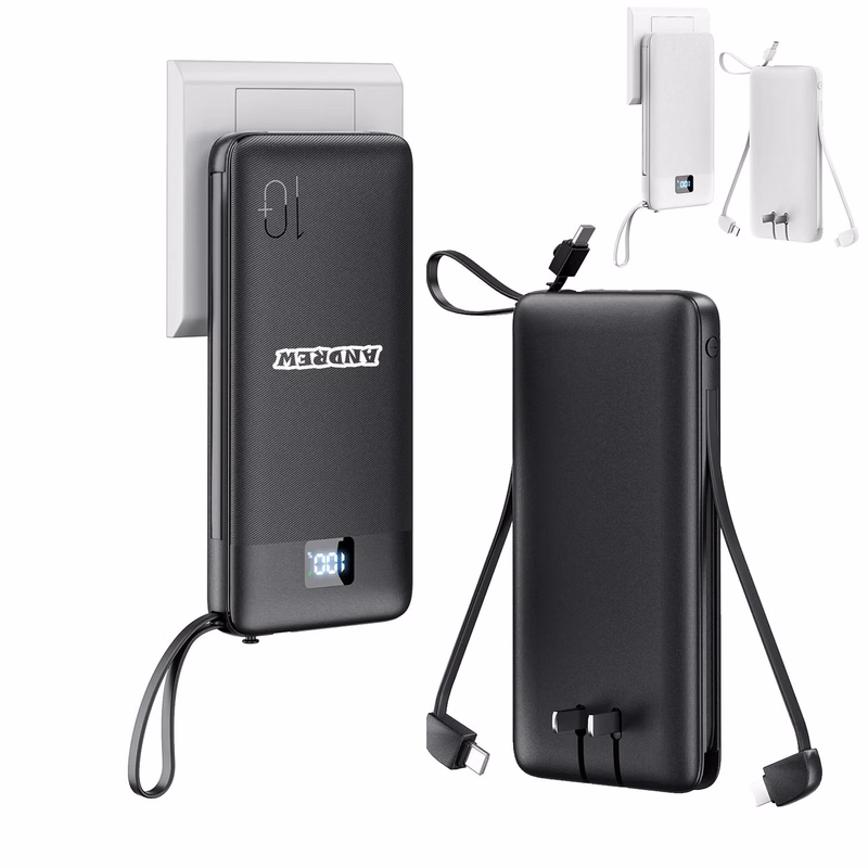 10000mah Plug-In Power Bank with Cable
