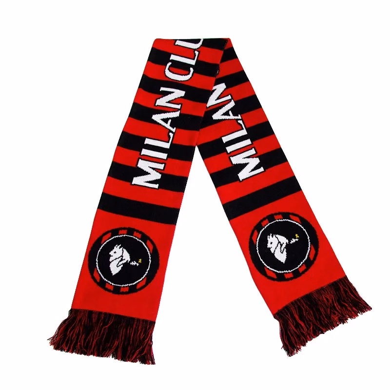 Double-Sided Soccer Stadium Knit Stretch Scarf With Fringe