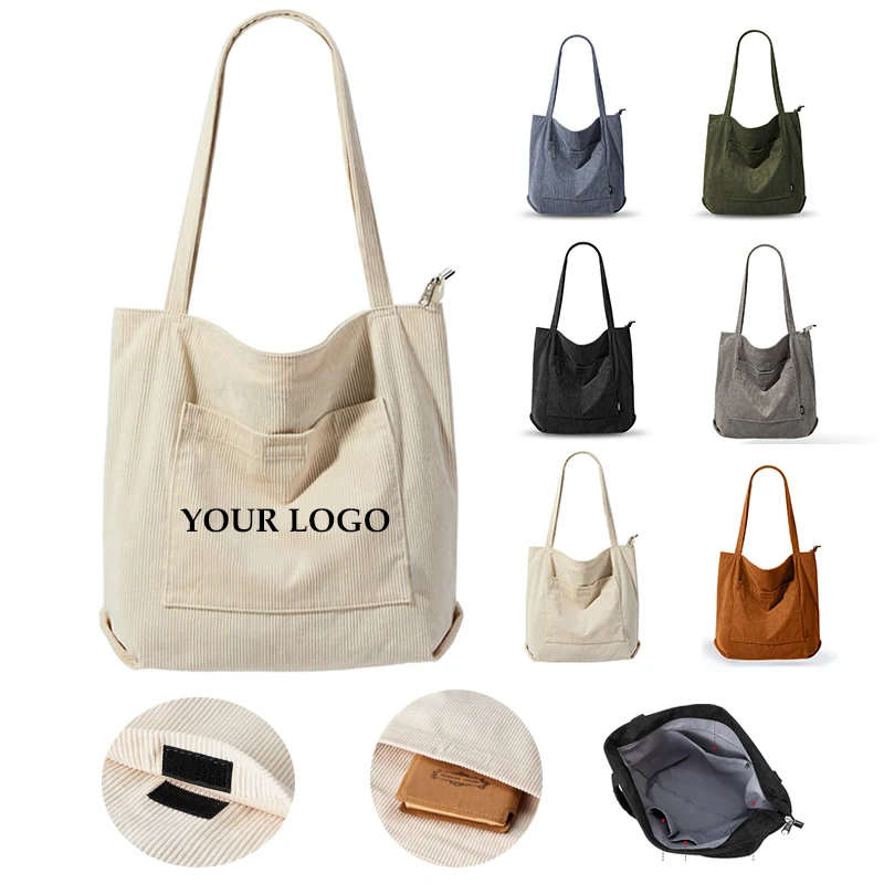 Women Corduroy Tote Large Shoulder Bags 1