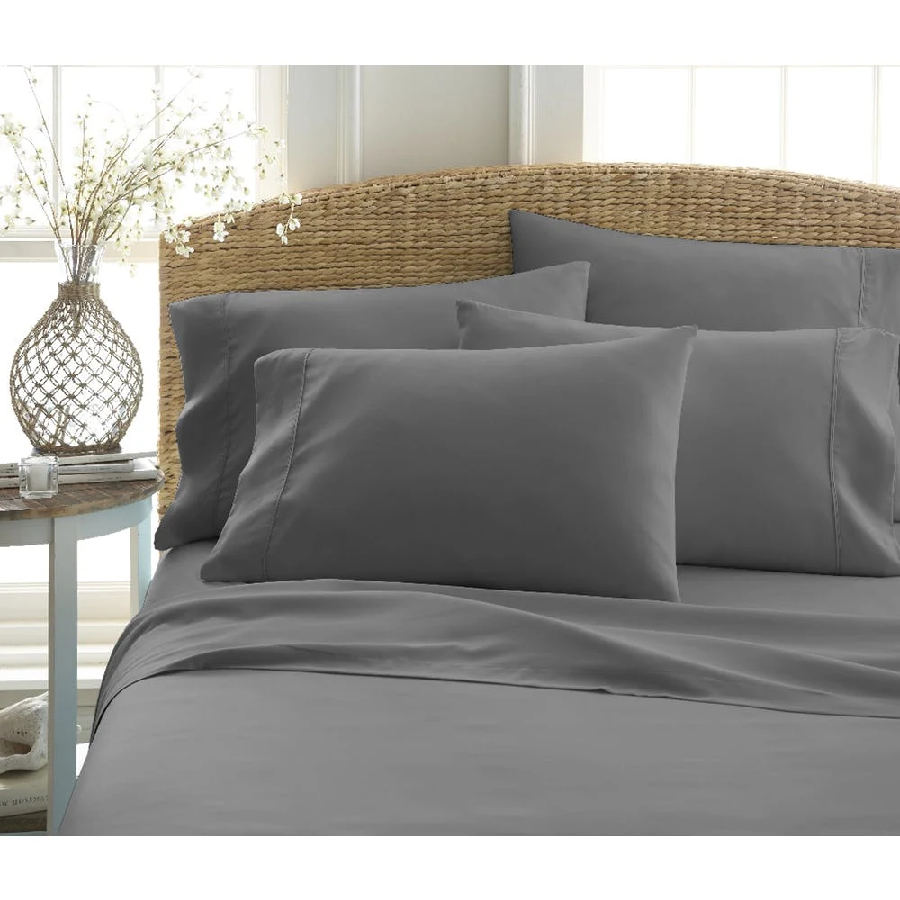 Microfiber Bed Sheet Sets - Gray Twin 3 Piece Double-Brushed 1