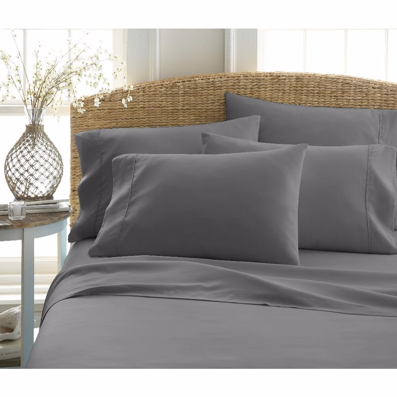 Microfiber Bed Sheet Sets - Gray Twin 3 Piece Double-Brushed