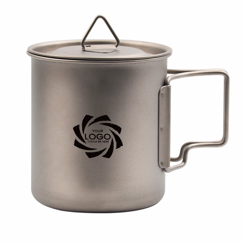 Folding handle titanium cup