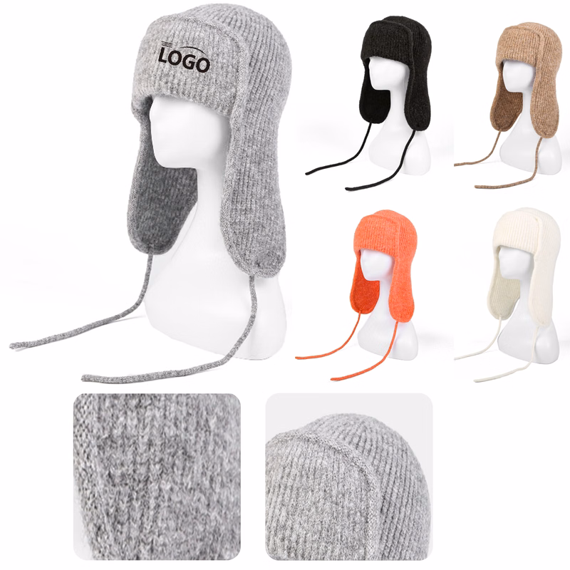 MOQ 50 PCS Warm Winter Women's Earmuffs Knitted Hat
