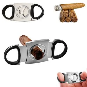 Compact Cigar Cutter With Black Ring And Double Sharp Blades 1