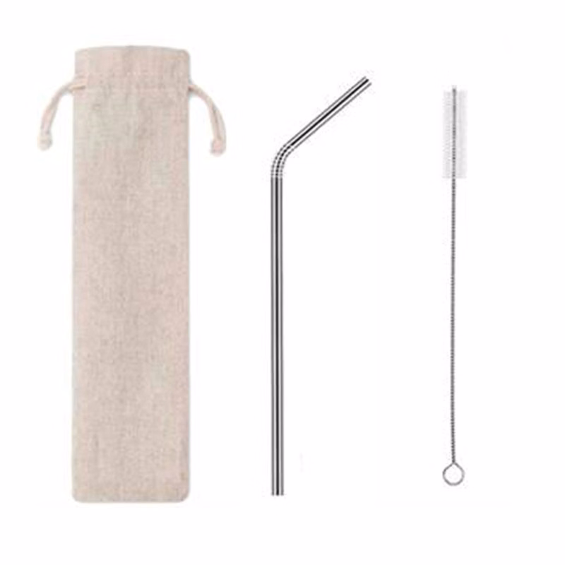 Anti-Scratch 8.5" Stainless Steel Straw Set