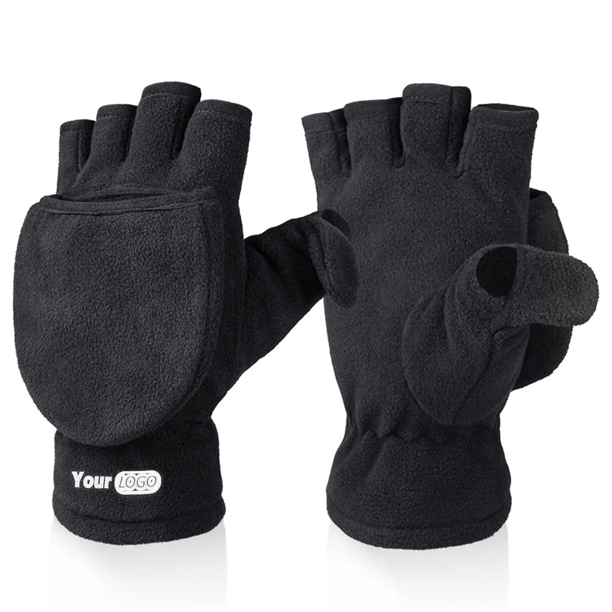Winter Convertible Flip Top Warm Polar Fleece Gloves 1