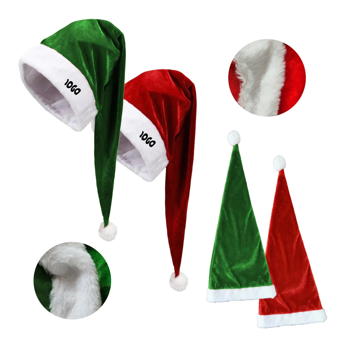 Premium Plush Velvet Long Christmas Hat 1
