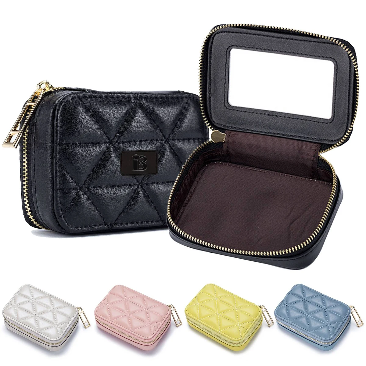 Genuine Leather Makeup Bag With Mirror 1