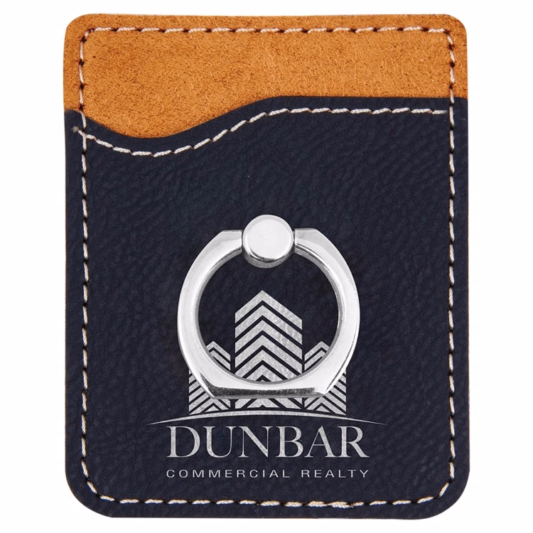 Black/Silver Leatherette Phone Wallet with Silver Ring