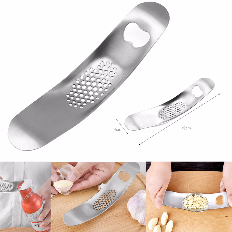 2 In 1 Stainless Steel Garlic Rocker Crusher MincerSqueezer Slicer With Opener