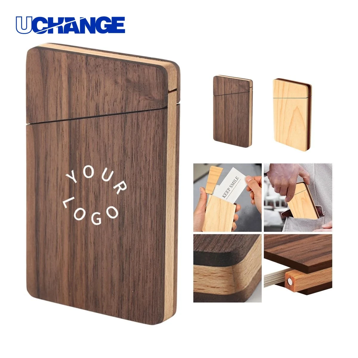 Walnut Business Card Holder Case Lighter Shape 1