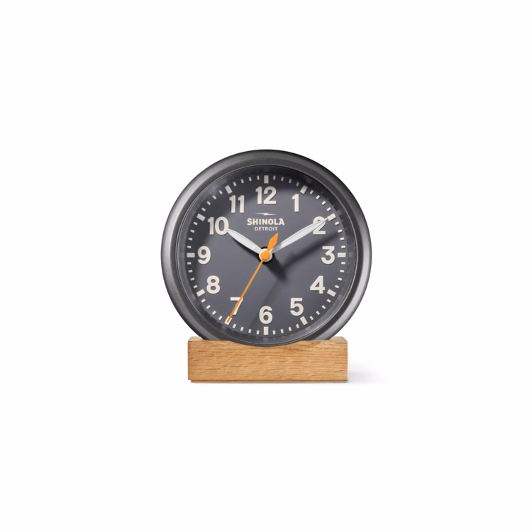 Shinola The Runwell 6in Desk Clock - Gunmetal/Gray