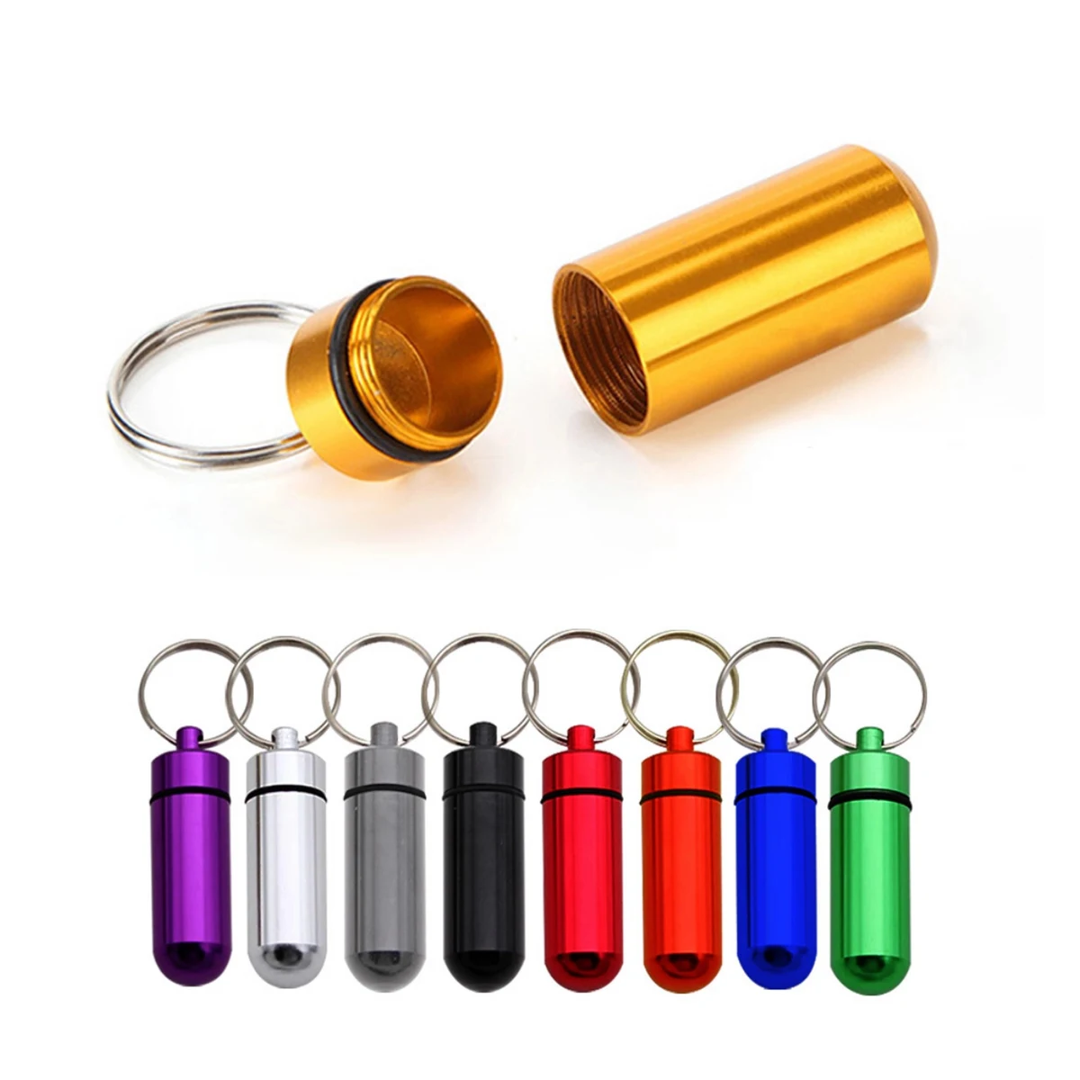 Aluminum Metal Pill Box With Keychain 1