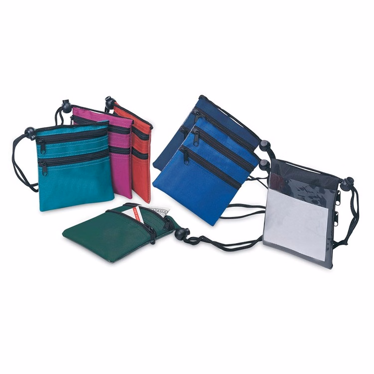 420D Nylon Neck Wallet w/2 Zippered Pockets