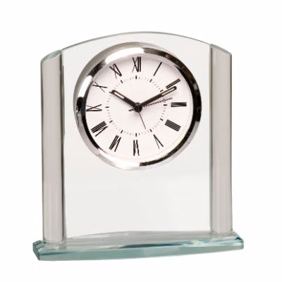 6 1/4" Clear/Jade Arch Glass Clock