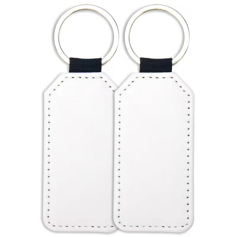 Rectangle Leather Keychain with Metal Corners 1