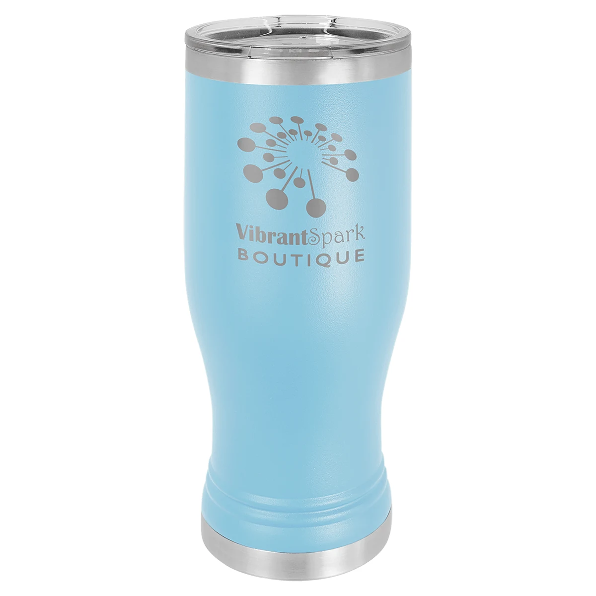Polar Camel Light Blue 20 oz. Pilsner with Clear Lid 1