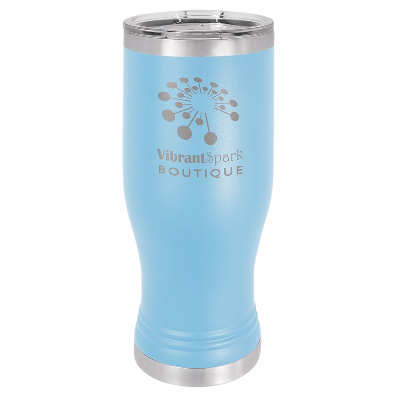 Polar Camel Light Blue 20 oz. Pilsner with Clear Lid