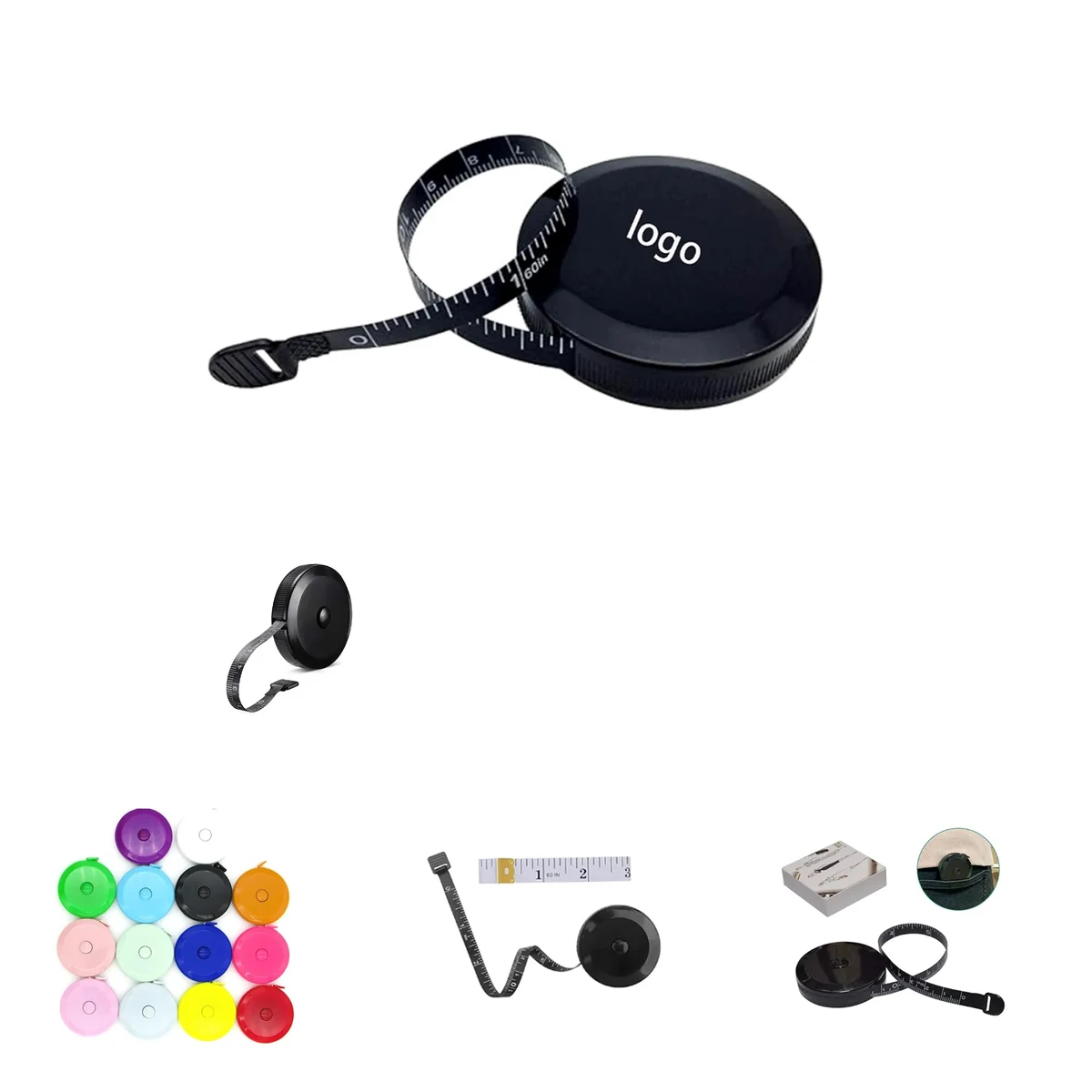 Black retractable circular tape measure 1