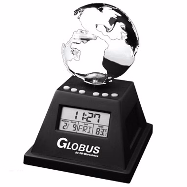 SOLAR POWERED MOVING GLOBE WITH ALARM CLOCK
