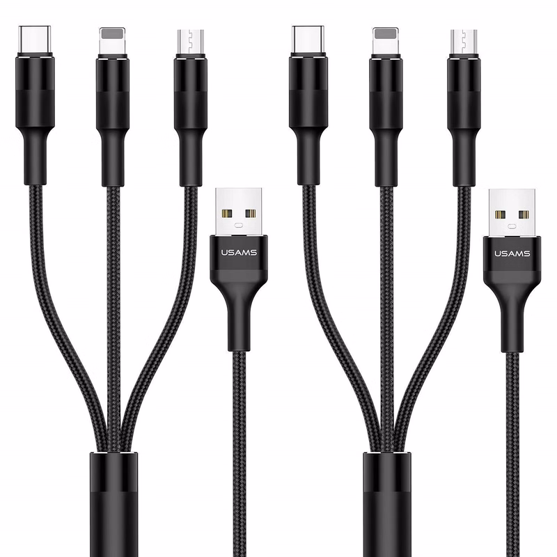 3-in-1 Cell Phone Charging Cable w/Type C Adapter & Keyring